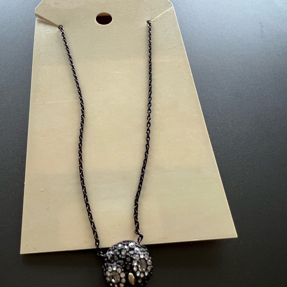Fossil owl rhinestone necklace